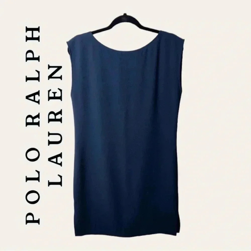 0691. POLO RALPH LAUREN SHEATH DRESS NAVY BLUE IN COLOR SIZE 4